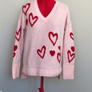 Cupcakes & Cashmere pink heart over sized sweater size S